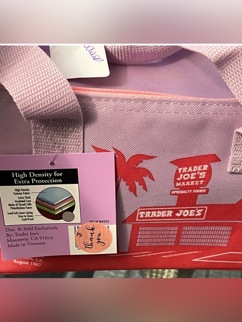 Trader Joe's Pink and Coral Tote Bag